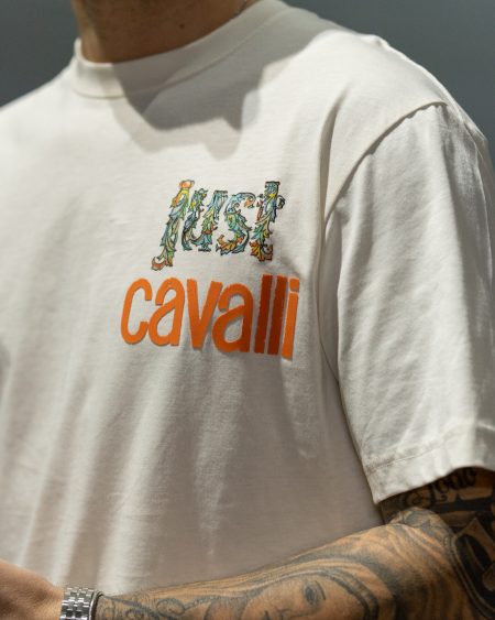 T-shirt Just Cavalli Branca – Logo Small Twigs - 80PM601
