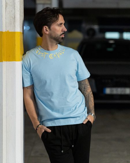 T-shirt Just Cavalli Azul - 80PM601 R Logo Necklace