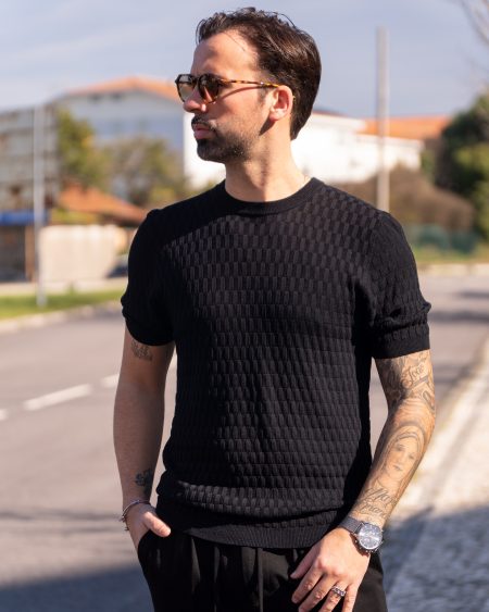 Malha de Manga Curta Antony Morato Texturizada – Preto