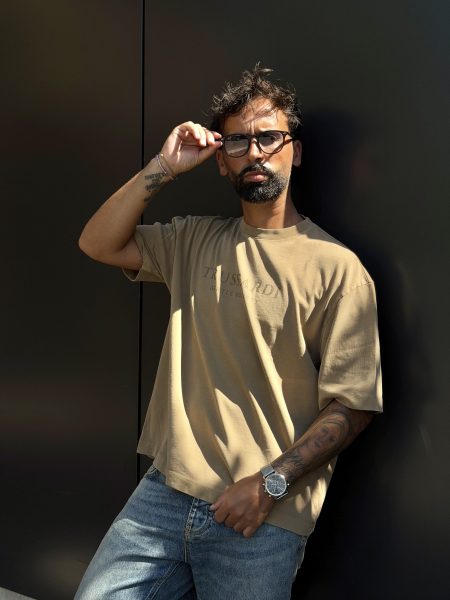 T-Shirt Oversized em Jersey Stonewashed - Trussardi