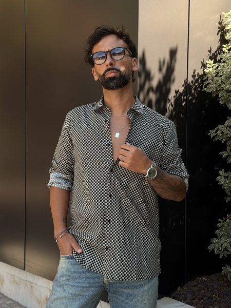 Camisa Regular Fit em Algodão com Padrão Geométrico - Antony Morato