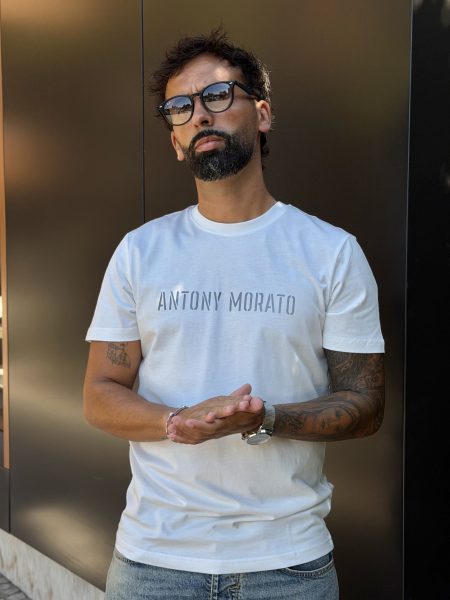 T-Shirt Regular Fit em Algodão com Logótipo Prateado - Antony Morato
