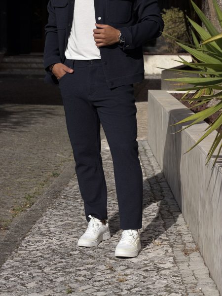 Calças Argon Slim Fit Ankle Length Azul-Marinho
