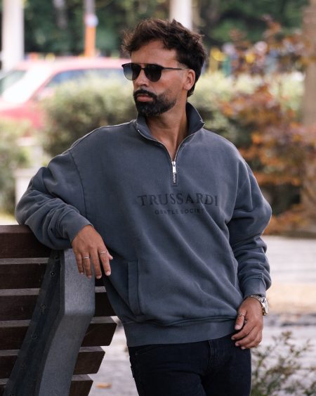 Sweatshirt Preta Half-Zip Gentle Society Trussardi