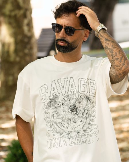 T-Shirt de Algodão com Estampado Floral Just Cavalli