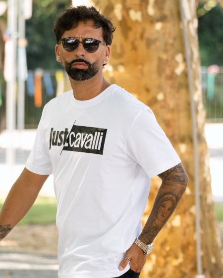 T-Shirt de Algodão Branca com Logótipo Just Cavalli