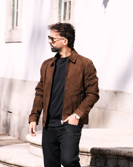 Casaco Slim Fit em Camurça Genuína Rust Antony Morato